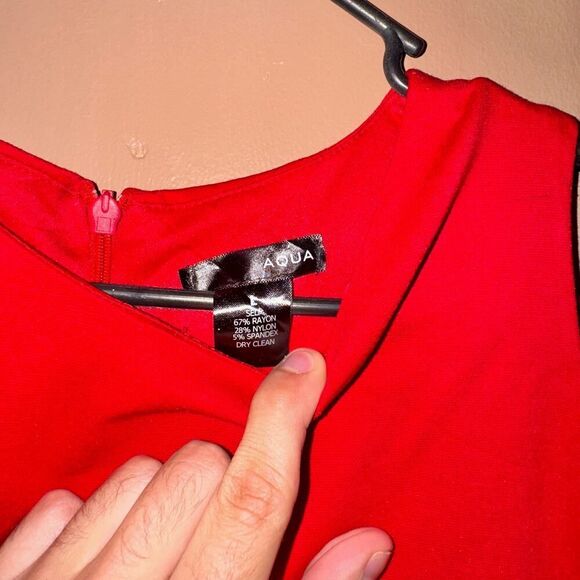 Aqua Women's Red Sleeveless A-Line Ruffle Dress - Large - Picture 2 of 7